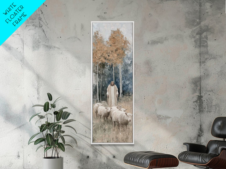 Autumn Shepherd Peace | Framed Canvas Print | Christian Art Canvas | Christian Wall Art | Narrow Art | Jesus Art Print | Christian Decor