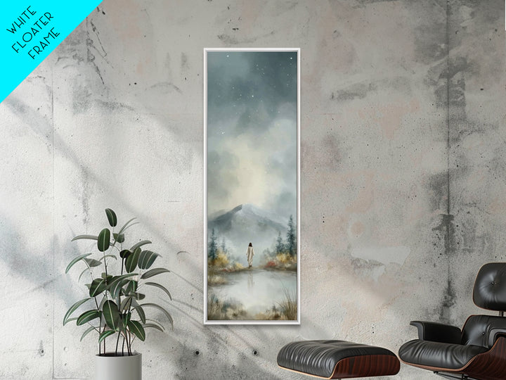 Heavenly Mountain Peace – Framed Canvas Print – Christian Art – Christmas Wall Art – Narrow Art – Jesus Painting