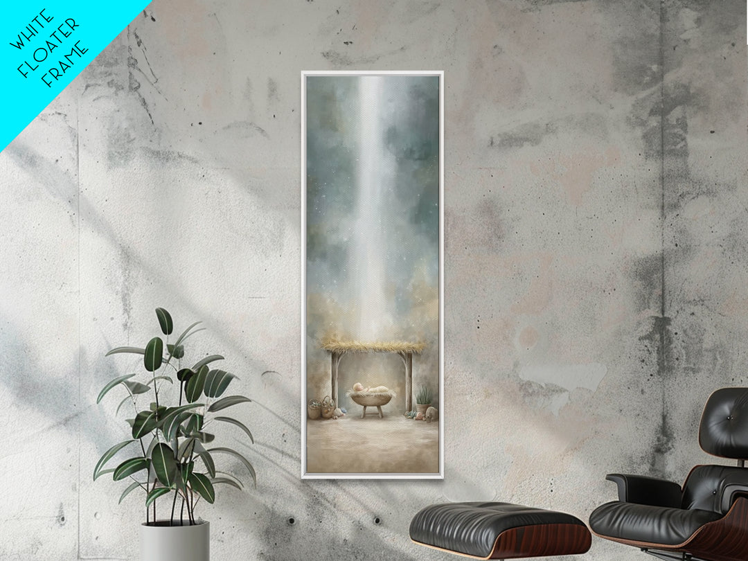 Radiant Stable Peace – Framed Canvas Print – Christian Art Canvas – Christian Wall Art – Jesus Painting – Christmas Art – Christian Decor –