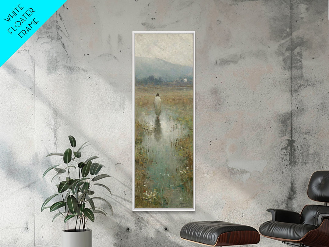 Pastoral Dawn Promise – Framed Canvas Print – Christian Art Canvas – Minimalist Christian Art – Skinny Art – Christian Christmas Art