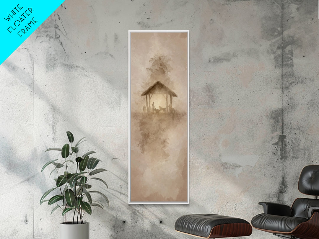 Humble Night Wonder | Framed Canvas Print | Christian Christmas Art | Christian Wall Art | Skinny Art | Jesus Christmas Art | Christian Art