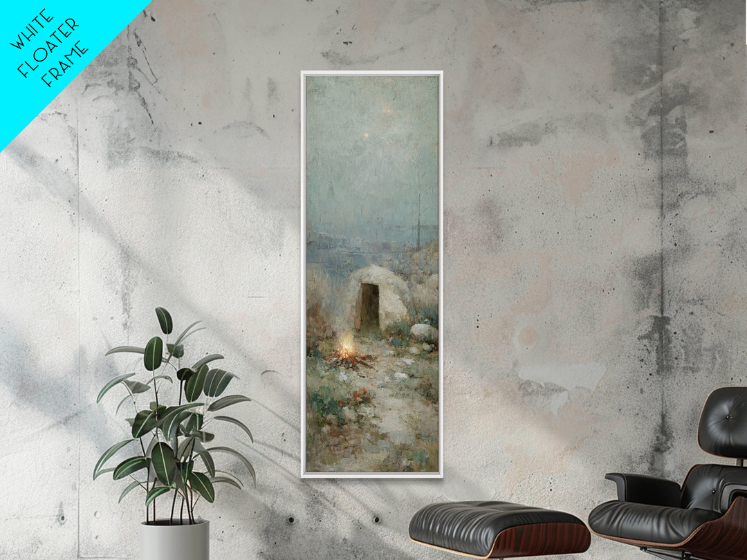Shepherds’ Hearth Hope – Framed Canvas Print – Christian Art Canvas – Vintage Christian Art – Narrow Art – Christmas Art – Christian Wall A