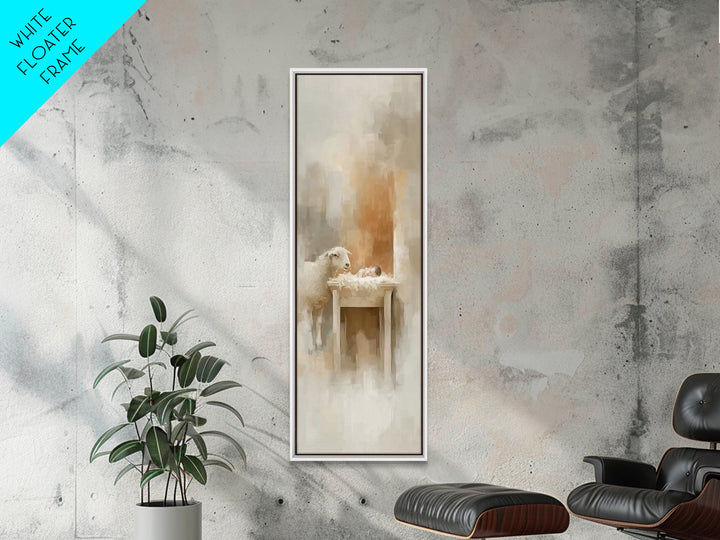 Gentle Manger Love, Framed Canvas Print, Christian Art Canvas, Jesus Painting, Tall Narrow Wall Art, Christian Christmas Art, Christian Wal