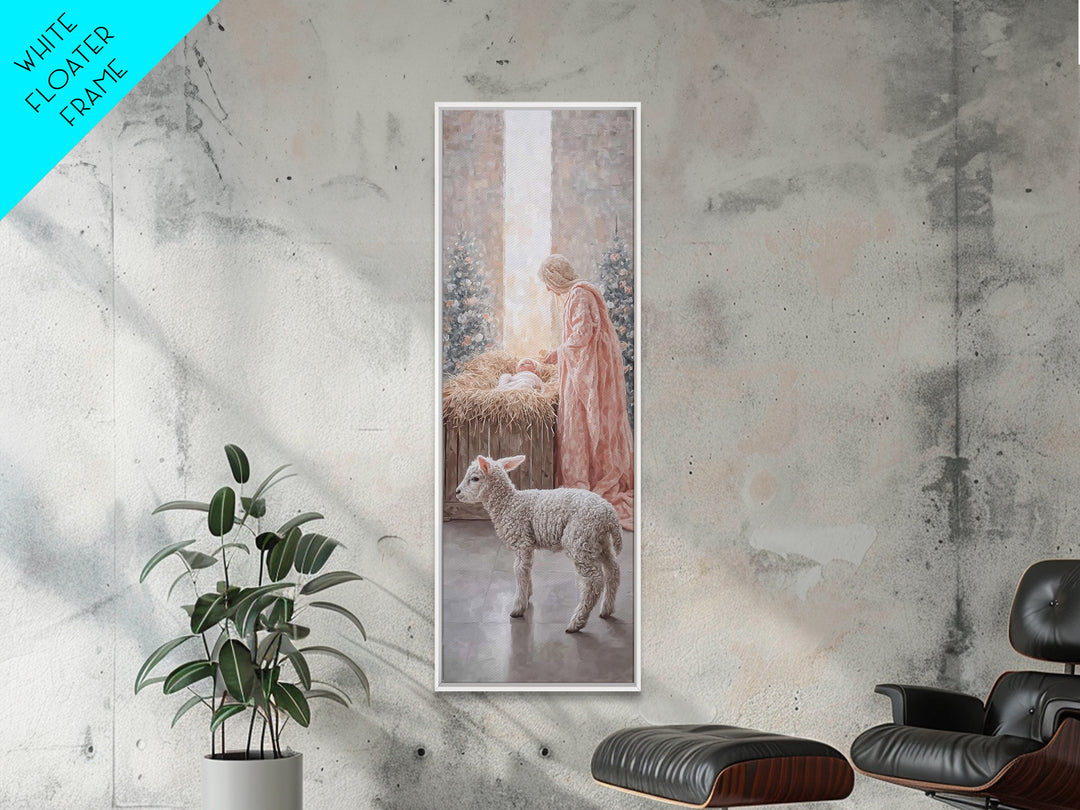 Mother’s Tender Dawn | Framed Canvas Print | Christian Art | Mary And Jesus Painting | Tall Narrow Wall Art | Christian Christmas Art | Chr