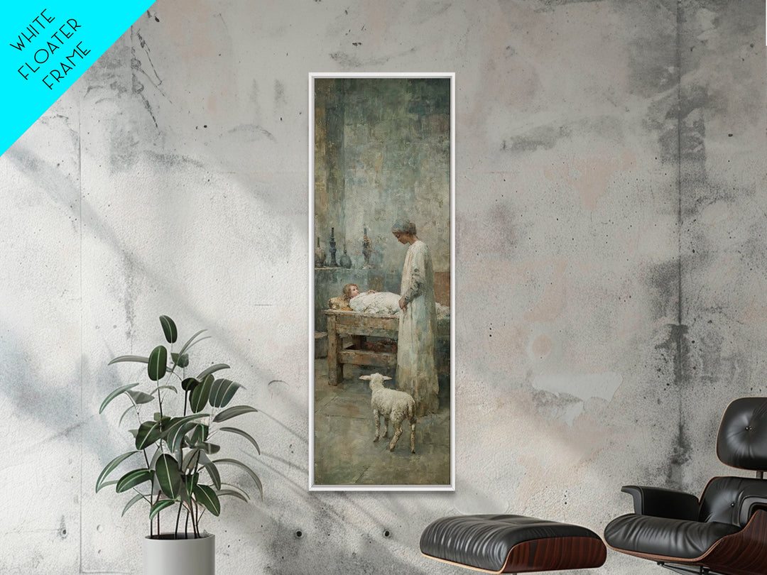 Quiet Mercy Table – Framed Canvas Print – Christian Wall Art – Christian Art Canvas – Jesus Painting – Tall Narrow Wall Art