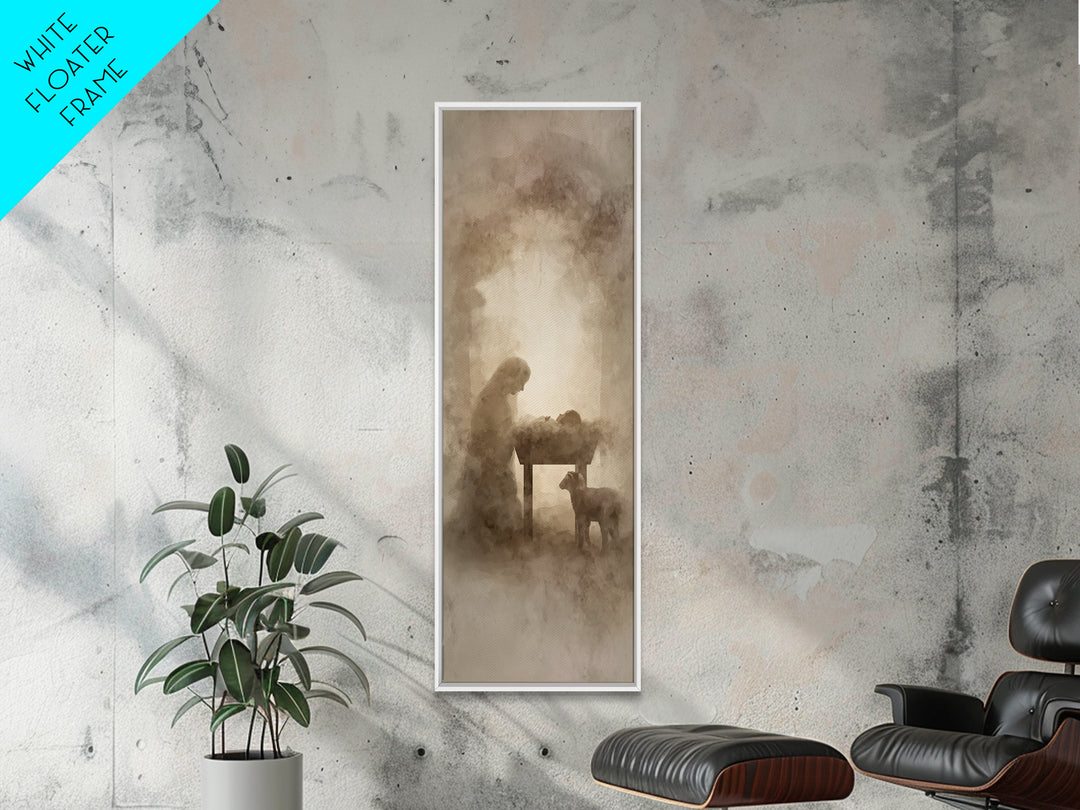 Sacred Shore Path – Framed Canvas Print – Christian Wall Art – Christian Art Canvas – Jesus Painting – Tall Narrow Wall Art