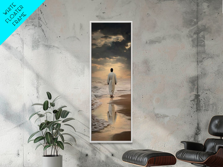 Stormlit Journey Grace – Framed Canvas Print – Christian Wall Art – Christian Art Canvas – Jesus Painting – Tall Narrow Wall Art