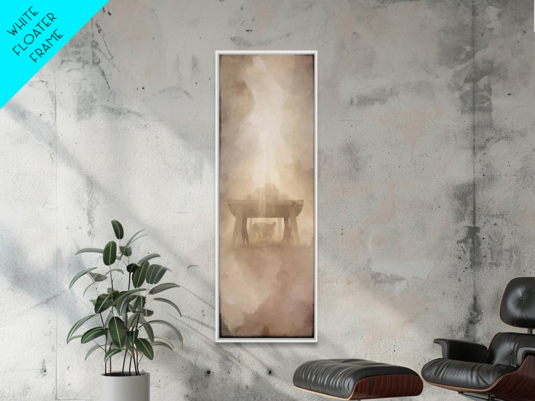 Shepherd’s Quiet Sign – Framed Canvas Print – Christian Christmas Art – Christmas Art – Christian Wall Art – Tall Narrow Wall Art