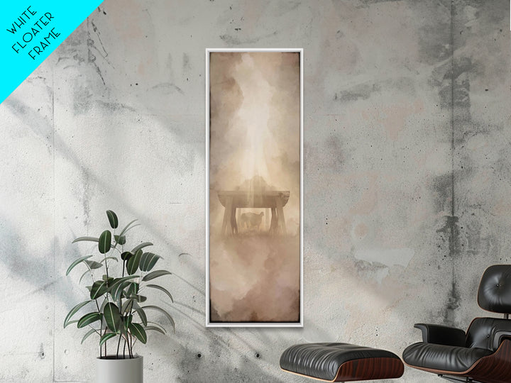 Shepherd’s Quiet Sign – Framed Canvas Print – Christian Christmas Art – Christmas Art – Christian Wall Art – Tall Narrow Wall Art