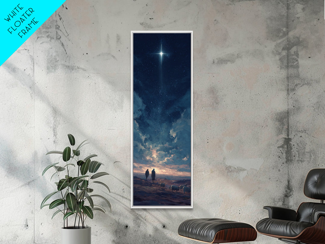 Blessed Night Sky, Framed Canvas Print, Christian Christmas Art, Christian Art Canvas, Skinny Art, Christian Wall Art