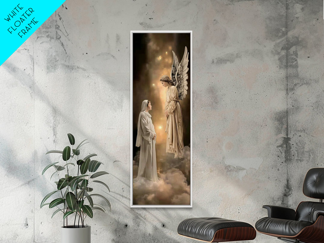 Sacred Encounter – Framed Canvas Print – Narrow Art – Christian Art – Christmas Art – Christian Art Canvas – Jesus Painting – Christian Dec
