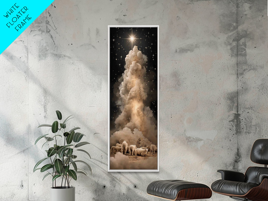 The Shepherds’ Star – Framed Canvas Print – Tall Narrow Wall Art – Christian Wall Art – Christian Art Canvas – Christmas Art – Jesus Painti