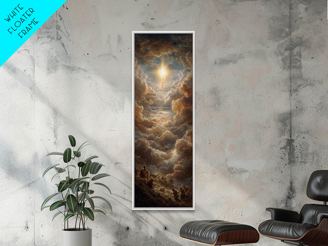 Heavenly Glory Rise – Framed Canvas Print – Narrow Art – Christian Art Canvas – Christian Christmas Art – Christian Wall Art – Jesus Painti