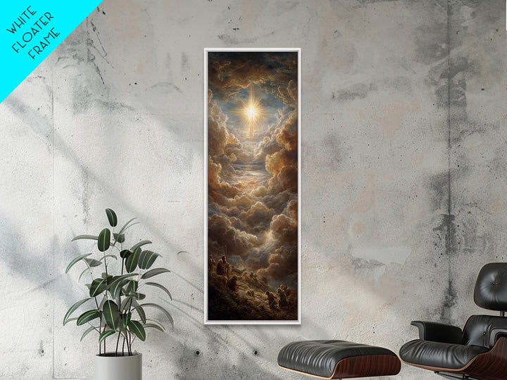 Heavenly Glory Rise – Framed Canvas Print – Narrow Art – Christian Art Canvas – Christian Christmas Art – Christian Wall Art – Jesus Painti