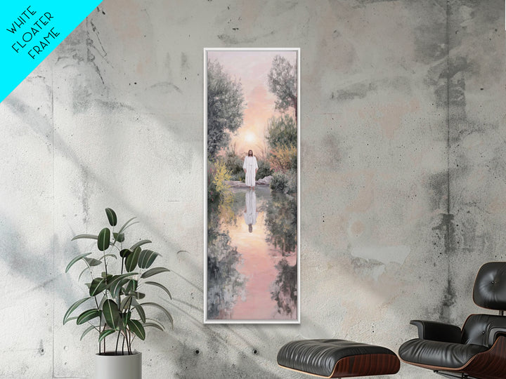 Dawn River Grace | Framed Canvas Print | Christian Art Canvas | Jesus Painting | Tall Skinny Art Print | Christian Wall Art | Modern Christ