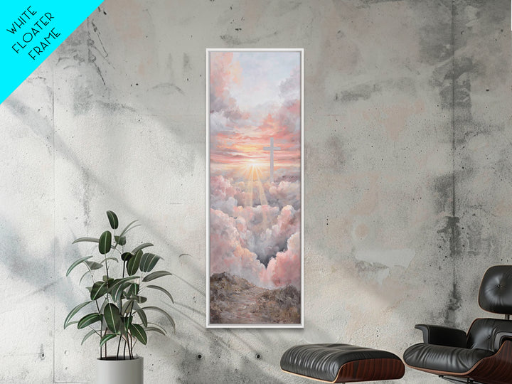 Cross Of Dawn | Framed Canvas Print | Christian Wall Art | Christian Art Canvas | Tall Skinny Art Print | Christian Christmas Art | Christi