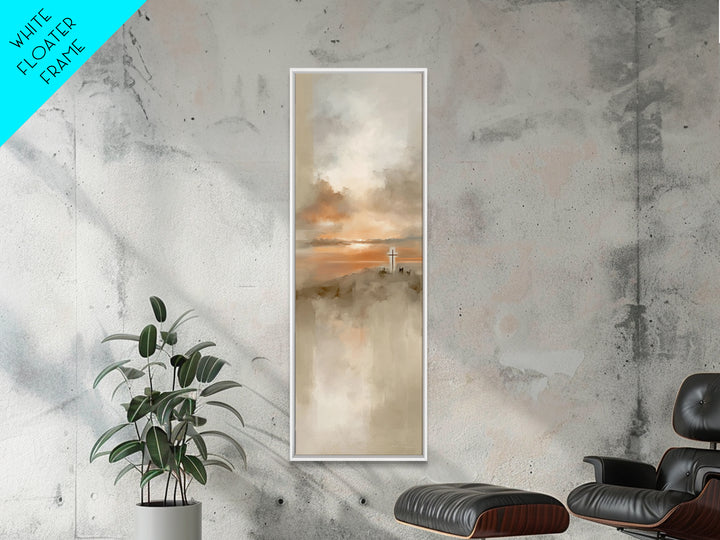 Cross At Sunset, Framed Canvas Print, Christian Wall Art, Skinny Art, Christian Art Canvas, Modern Christian Art, Christian Gift Ideas, Chr