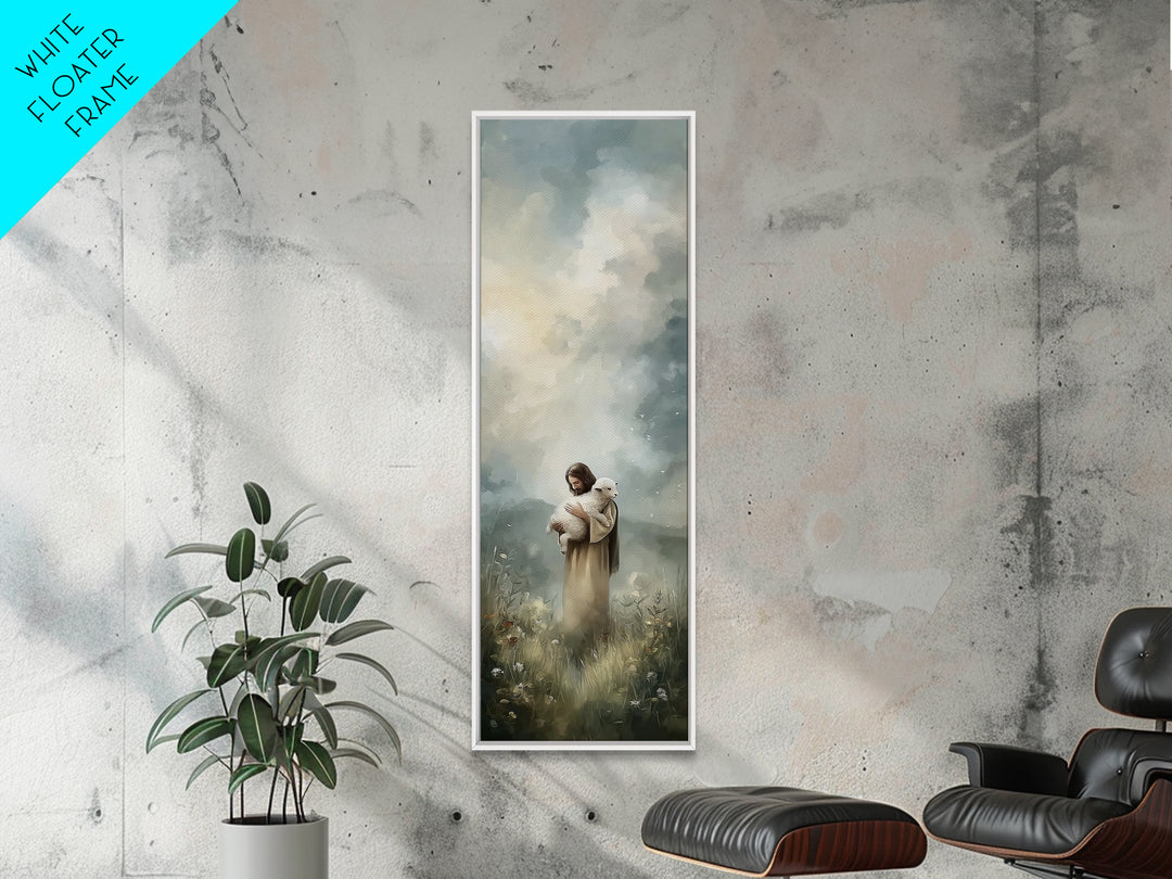 Pasture Of Grace, Framed Canvas Print, Christian Wall Art, Jesus Painting Canvas, Skinny Art, Christian Art Canvas, Modern Christian Art, C