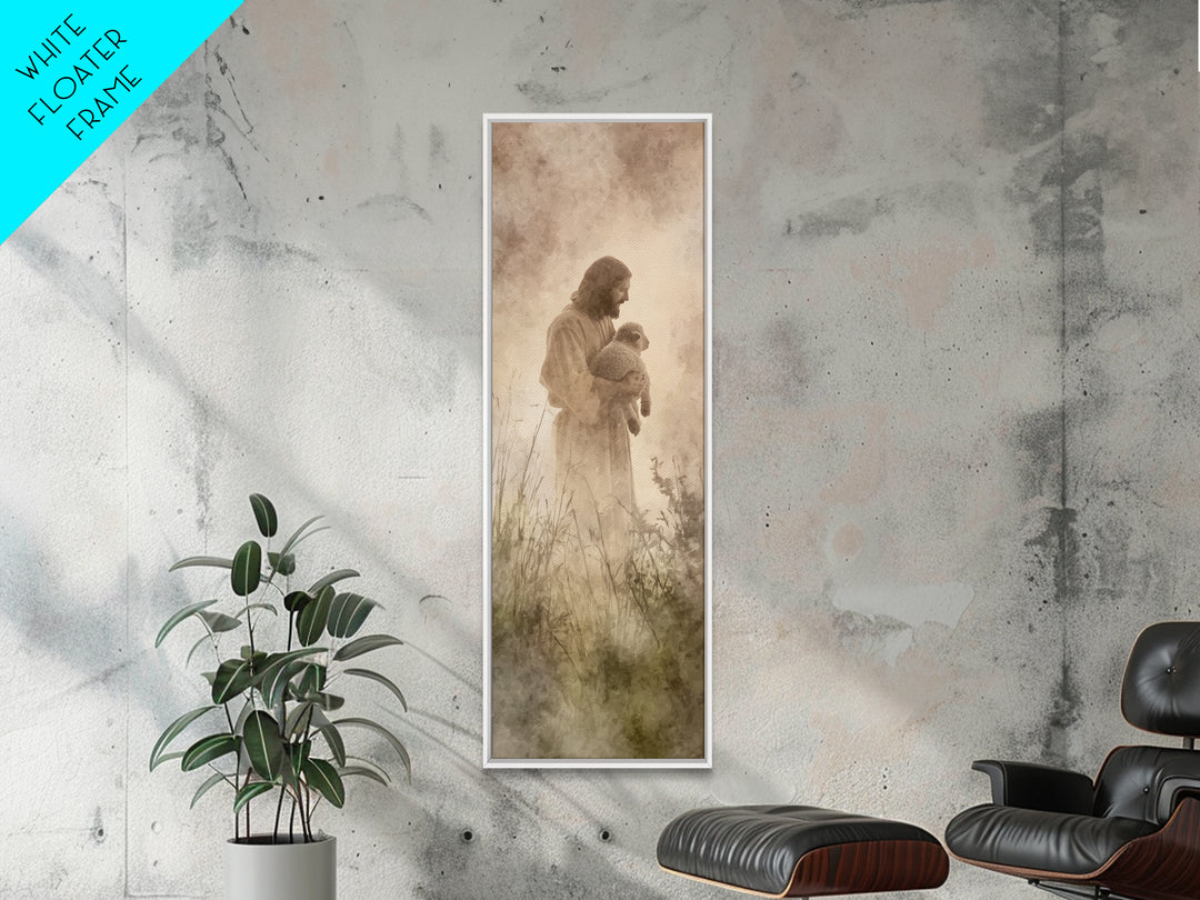 Shepherds Of Mercy – Framed Canvas Print – Tall Narrow Wall Art – Christian Wall Art – Jesus Painting – Christian Christmas Art