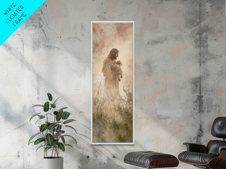Shepherds Of Mercy – Framed Canvas Print – Tall Narrow Wall Art – Christian Wall Art – Jesus Painting – Christian Christmas Art