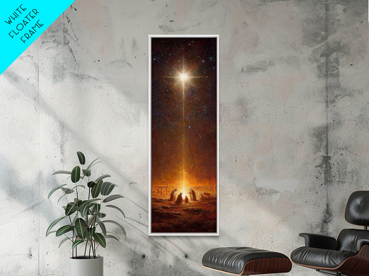 Starlit Holy Night | Framed Canvas Print | Narrow Art | Christian Christmas Art | Jesus Christmas Art | Modern Christian Art