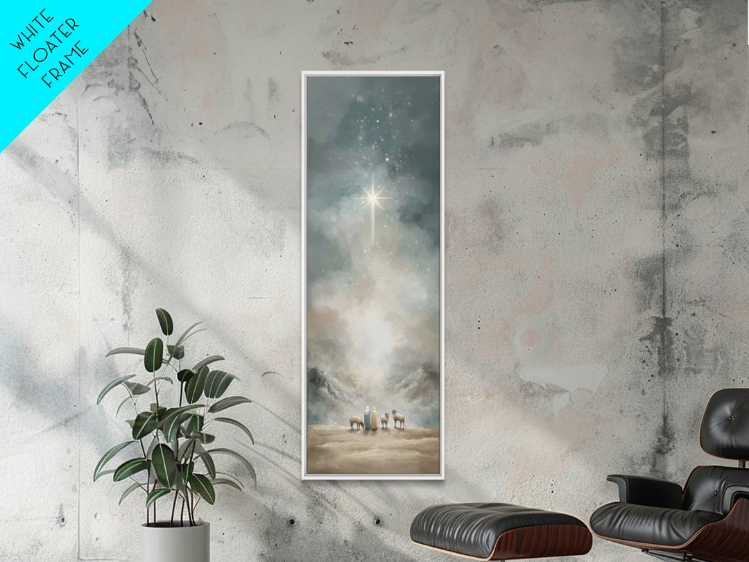 Silent Star Wonder – Framed Canvas Print – Skinny Art – Christian Christmas Decor – Christmas Wall Art – Christian Art