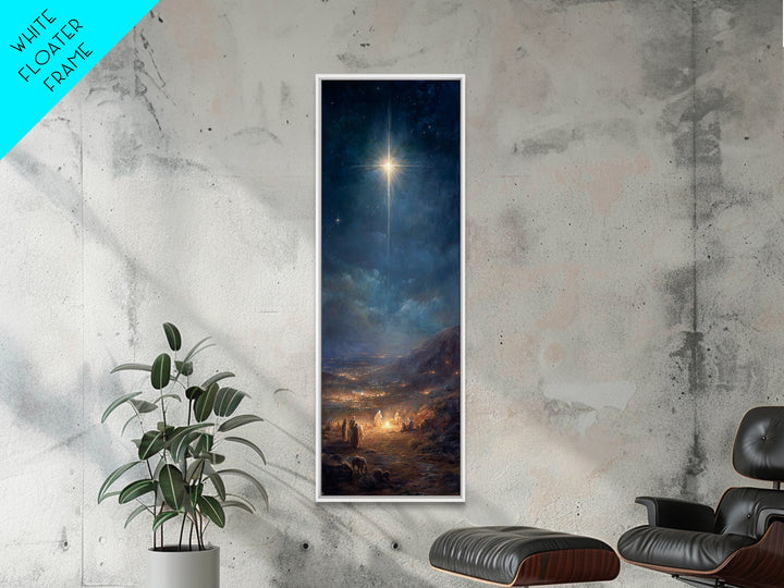 Star Over Bethlehem – Framed Canvas Print – Tall Narrow Wall Art – Christian Christmas Art – Christmas Wall Art – Christian Art Canvas