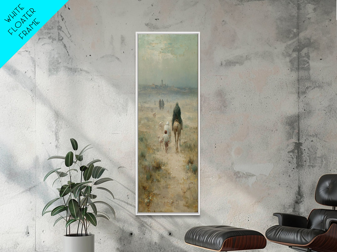 Heavenly Path Rising | Framed Canvas Print | Tall Narrow Wall Art | Christian Art Canvas | Moody Christmas Art | Christian Art Gift