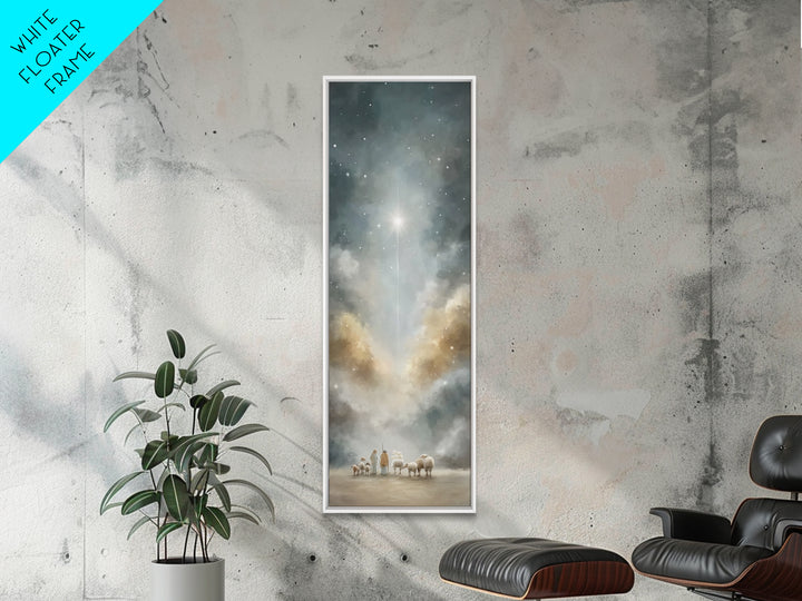 Shepherds Beneath Light – Framed Canvas Print – Tall Skinny Art Print – Christian Wall Art – Christian Art – Christian Art Canvas – Christm