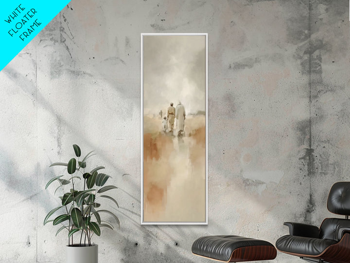 Quiet Family Path, Framed Canvas Print, Skinny Art, Christian Art Prints, Christmas Art Work, Subtle Christian Art