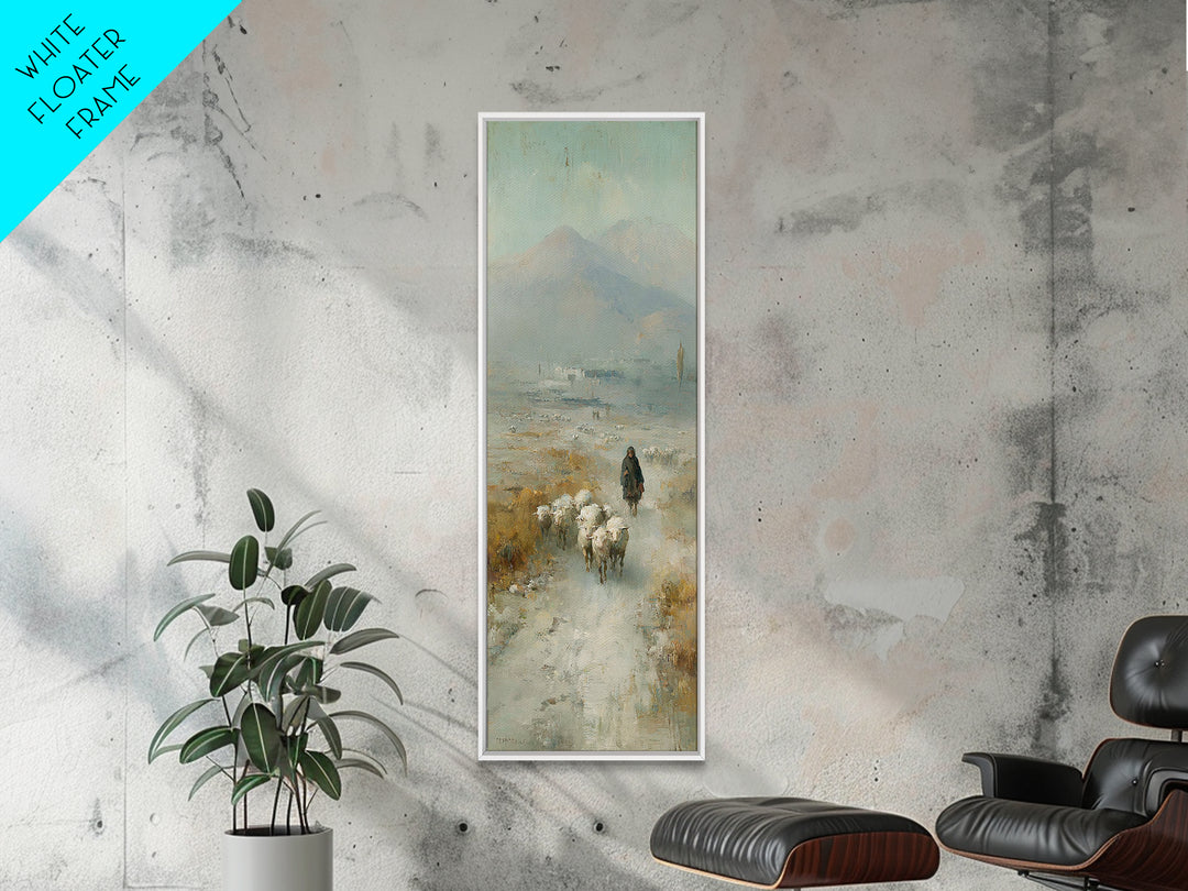 Pastoral Shepherd Calm – Framed Canvas Print – Christian Art – Christian Art Print – Christian Wall Art – Tall Narrow Wall Art – Christian