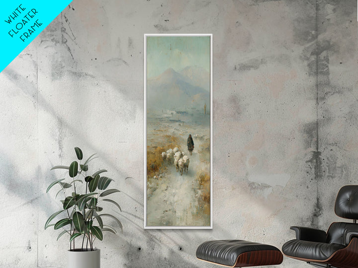 Pastoral Shepherd Calm – Framed Canvas Print – Christian Art – Christian Art Print – Christian Wall Art – Tall Narrow Wall Art – Christian