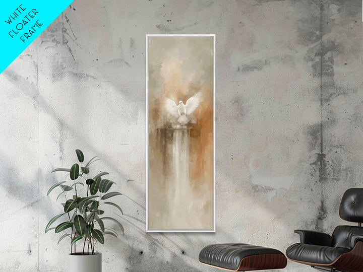 Dove Of Glory – Framed Canvas Print – Christian Wall Art – Christian Art Canvas – Minimalist Christian Art – Narrow Art – Christian Paintin
