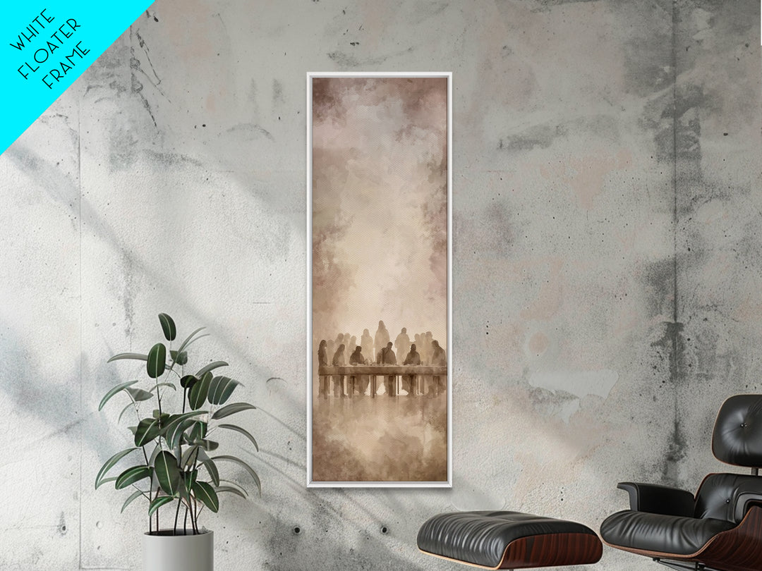 Holy Evening Grace | Framed Canvas Print | Christian Wall Art | Jesus Painting | Christian Art Work | Narrow Art | Christmas Wall Art | Chr