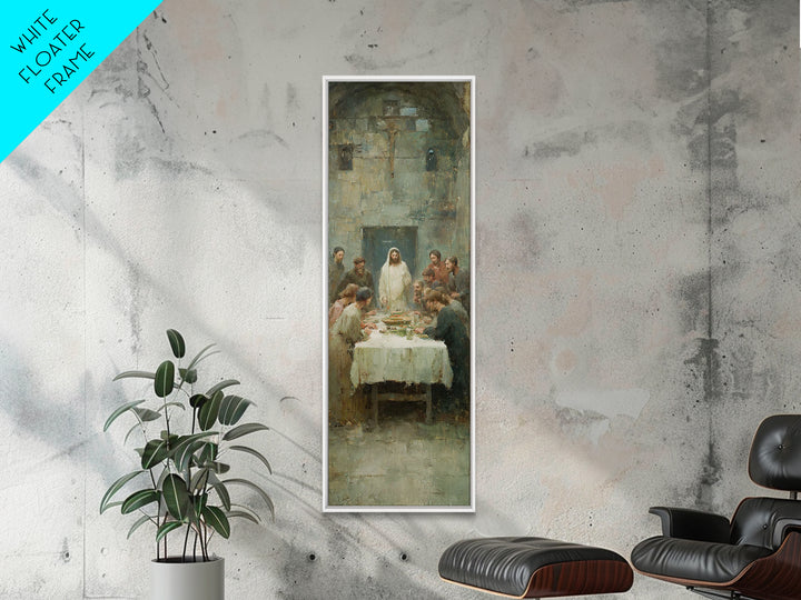 Sacred Fellowship Glow, Framed Canvas Print, Christian Art Canvas, Jesus Wall Art, Modern Christian Art, Tall Skinny Art Print, Christmas A