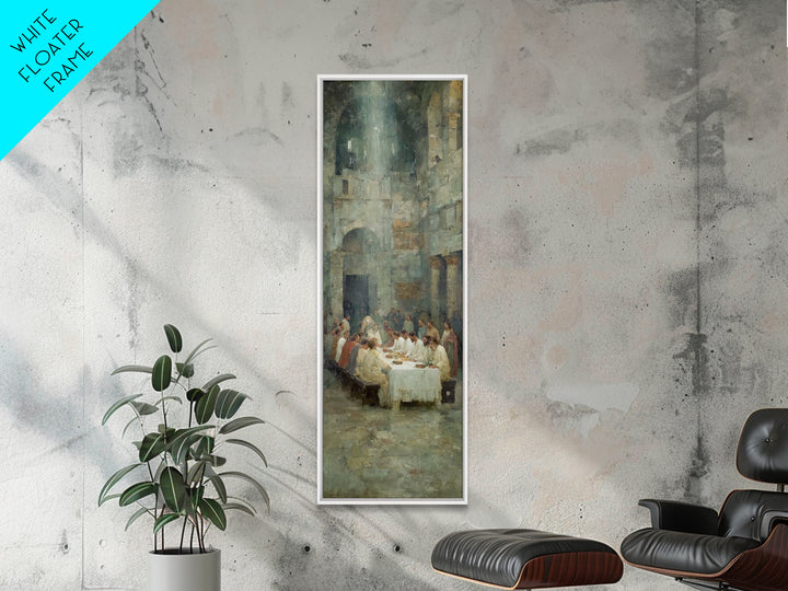 Table Of Grace | Framed Canvas Print | Christian Art Canvas | Modern Christian Painting | Jesus Wall Art | Tall Narrow Wall Art | Christmas