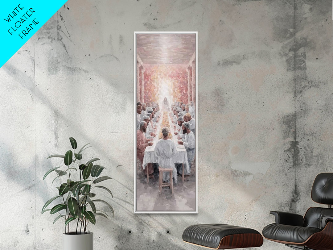 Celestial Supper Bloom, Framed Canvas Print, Christian Art Canvas, Christian Art, Jesus Painting, Narrow Art, Christian Christmas Art, Chri