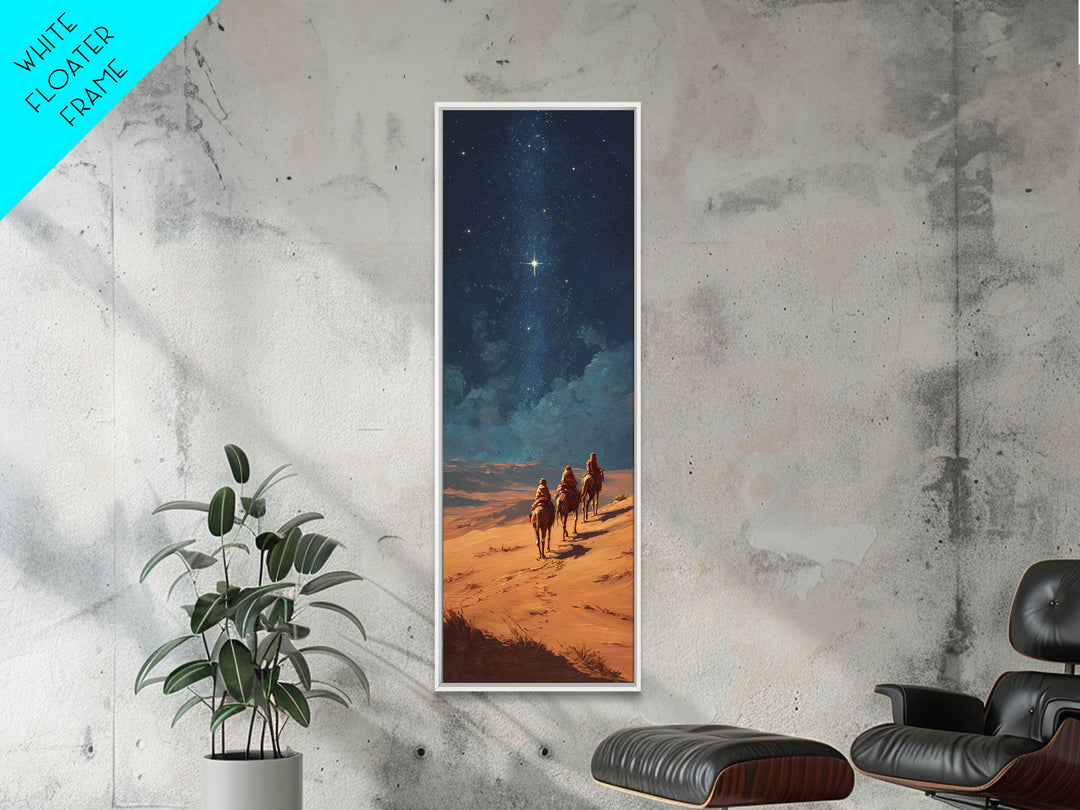 Holy Night Trek – Framed Canvas Print – Christian Wall Art – Christian Art Canvas – Tall Skinny Art Print – Christmas Art
