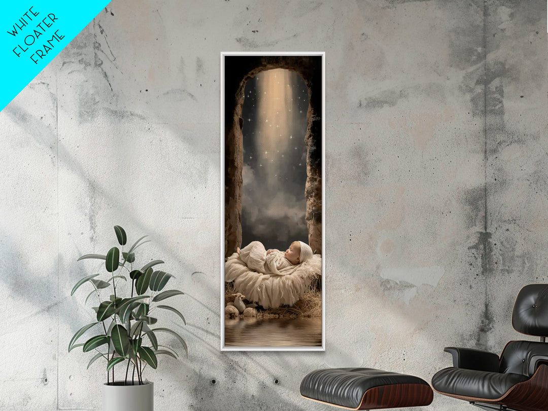 Star of Bethlehem – Framed Canvas Print – Christian Wall Art – Christmas Art – Jesus Painting – Narrow Art – Christian Christmas Decor – Ch