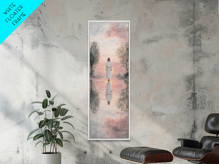 Garden Path Savior – Framed Canvas Print – Skinny Art – Christian Art Canvas – Christian Wall Art – Jesus Painting – Modern Christian Art