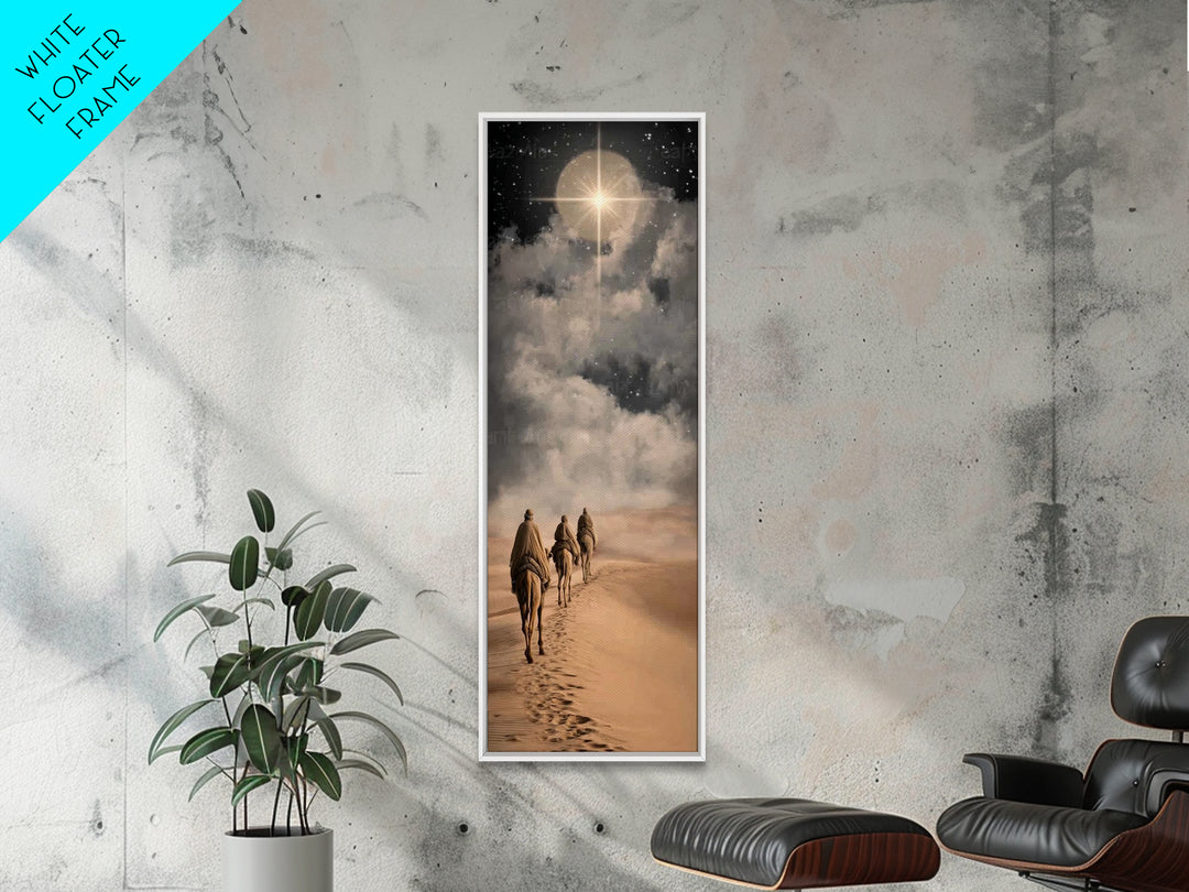 Night Star Pilgrimage – Framed Canvas Print – Christian Christmas Art – Christmas Art – Christian Wall Art – Skinny Art – Christian Gift