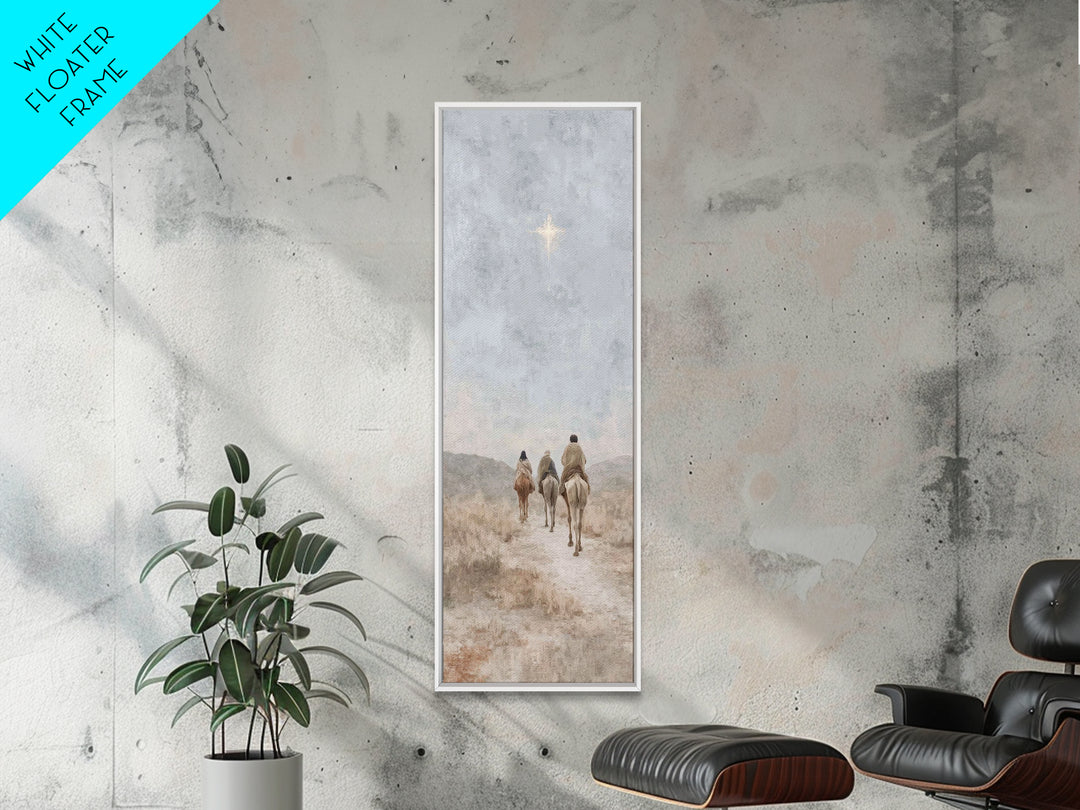 Desert Star Journey – Framed Canvas Print – Narrow Art – Christian Art – Christmas Wall Art – Jesus Painting – Christian Art Print – Christ