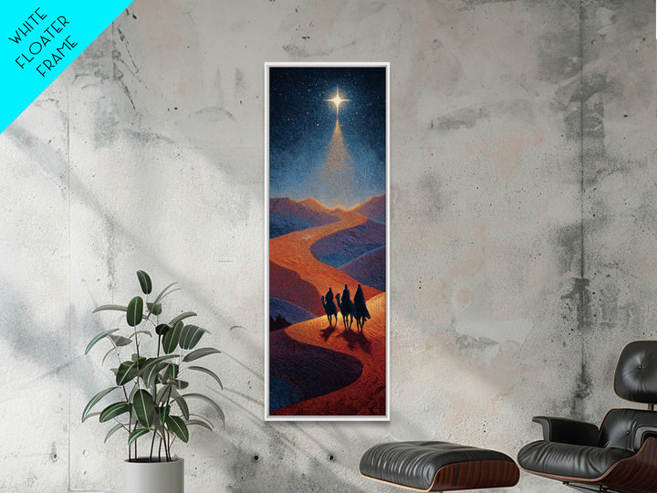 Night Star Pilgrims – Framed Canvas Print – Skinny Art – Christian Christmas Art – Christian Art Canvas – Jesus Painting – Christmas Wall A