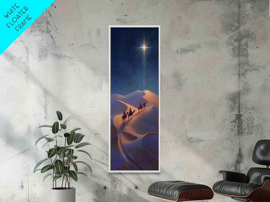 Wandering Kings Star – Framed Canvas Print – Narrow Art – Christian Christmas Art – Christian Art Canvas – Jesus Painting – Christmas Wall