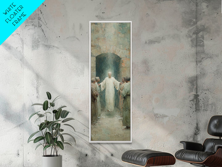 Risen In Glory – Framed Canvas Print – Tall Narrow Wall Art – Christian Art Canvas – Jesus Painting – Christian Art Print – Christian Wall