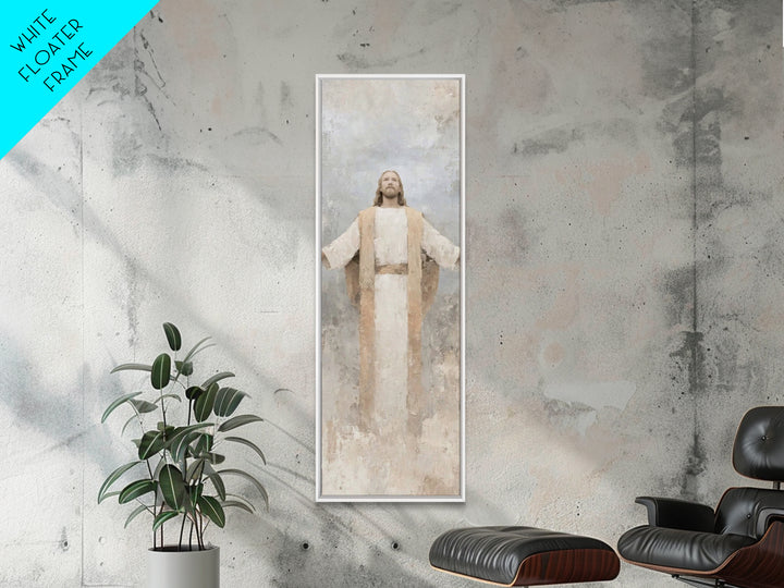 Radiant Savior Light, Framed Canvas Print, Skinny Art, Christian Art Canvas, Christian Wall Art, Jesus Painting, Christian Art