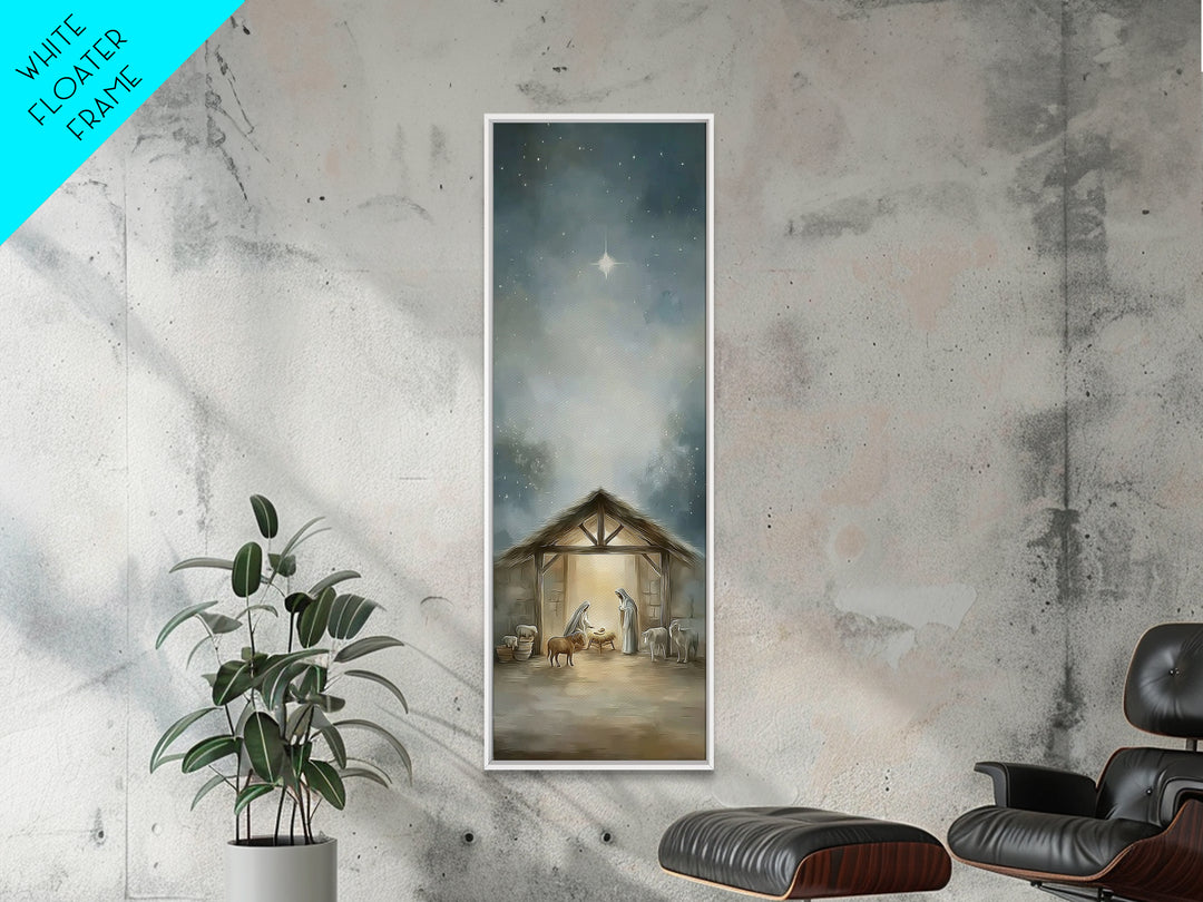 Bethlehem Night Light – Framed Canvas Print – Skinny Art – Christian Christmas Art – Christian Art Canvas – Jesus Painting – Christian Wall