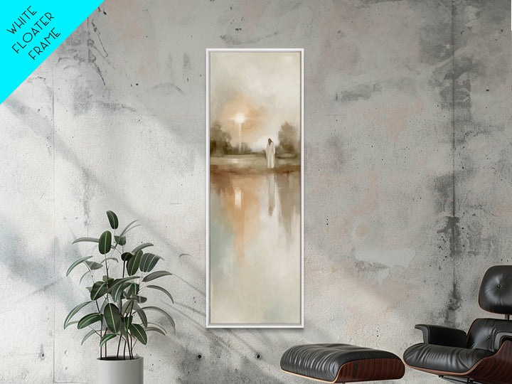 Gentle Dawn Messiah – Framed Canvas Print – Skinny Art – Christian Art – Christian Art Canvas – Jesus Painting – Minimalist Christian Art