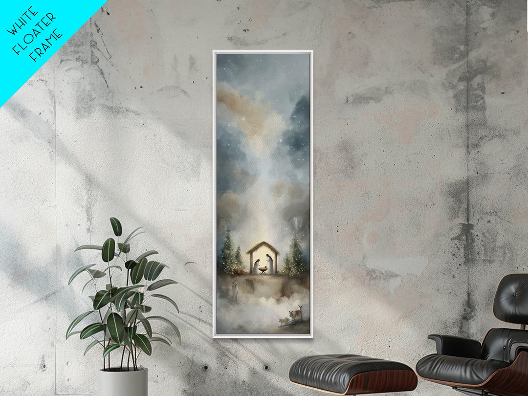 Silent Holy Wonder – Framed Canvas Print – Tall Narrow Wall Art – Jesus Art – Christian Art Canvas – Christian Christmas Art – Jesus Painti