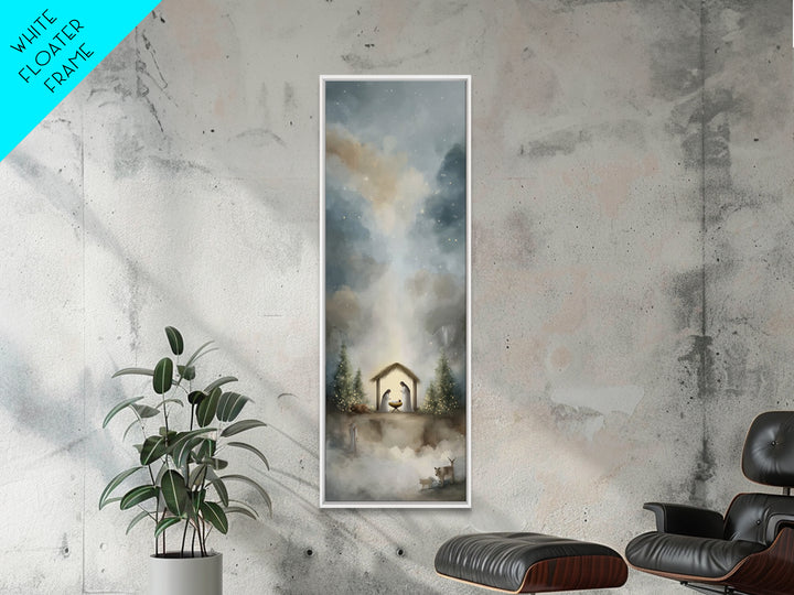 Silent Holy Wonder – Framed Canvas Print – Tall Narrow Wall Art – Jesus Art – Christian Art Canvas – Christian Christmas Art – Jesus Painti